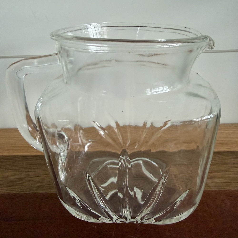 Federal Glass Starburst Clear Pitcher Square Vintage